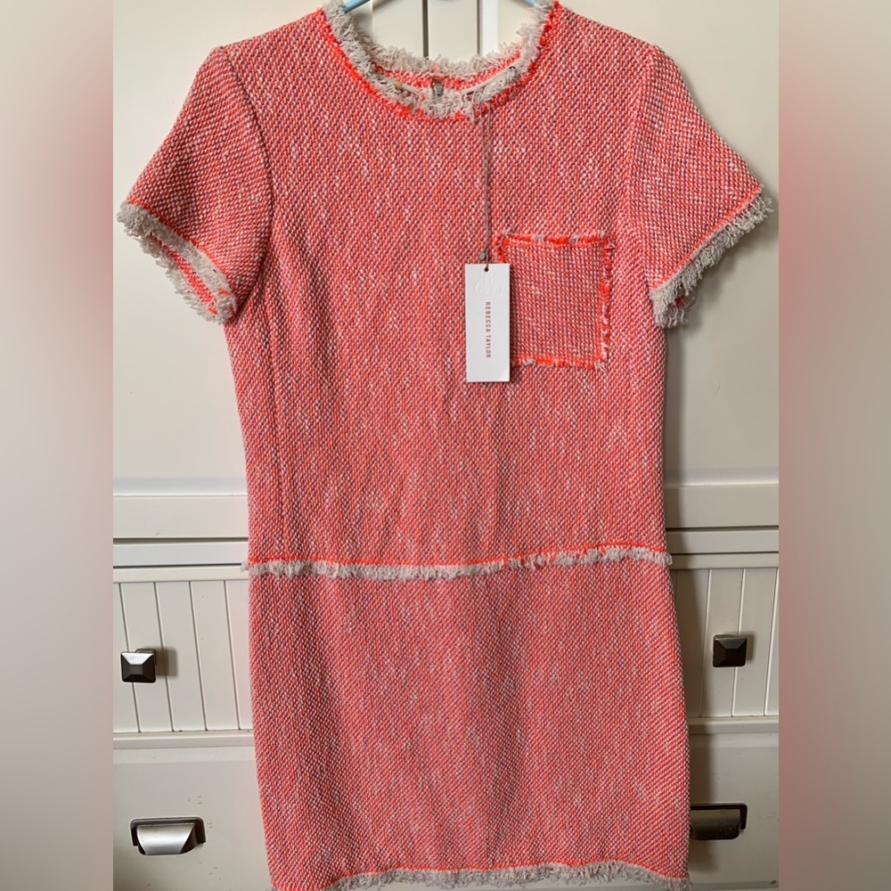 Rebecca TAYLOR NEON TWEED SHIFT DRESS SIZE 2😍